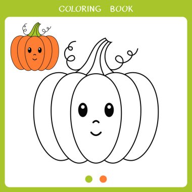 Çocuklar için basit bir eğitim oyunu. Boyama kitabı için şirin balkabağı. Vektör çalışma tablosu