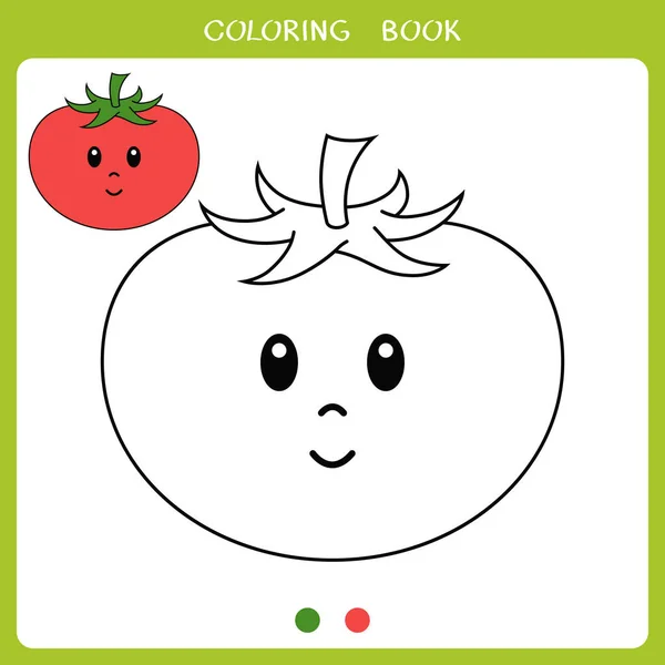 Einfaches Lernspiel Für Kinder Niedliche Tomate Für Malbuch Vektor Arbeitsblatt — Stockvektor