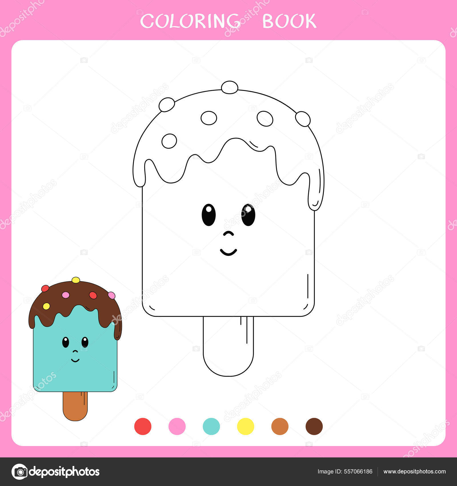 Jogo educativo para crianças para colorir sorvete de comida de desenho  animado
