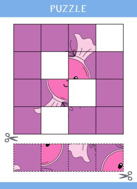 Çocuklar için bulmaca. Basit bir eğitim oyunu. Kes ve yapıştır. Vektör çalışma tablosu