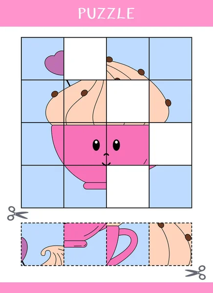给孩子们的谜语简单的教育游戏切割和胶水 病媒工作表 — 图库矢量图片