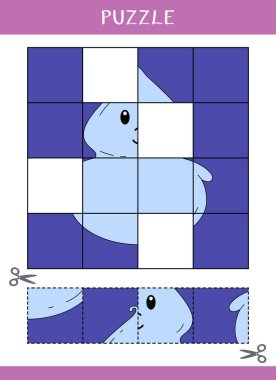 Çocuklar için bulmaca. Basit bir eğitim oyunu. Kes ve yapıştır. Vektör çalışma tablosu