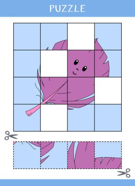Çocuklar için bulmaca. Basit bir eğitim oyunu. Kes ve yapıştır. Vektör çalışma tablosu