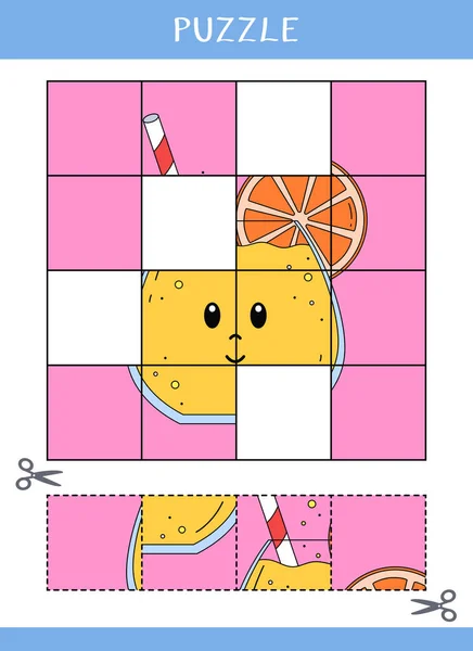 给孩子们的谜语简单的教育游戏切割和胶水 病媒工作表 — 图库矢量图片