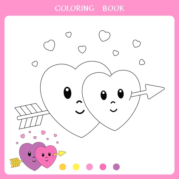 Simple Educational Game Kids Vector Illustration Cute Two Hearts Pierced — Stock Vector