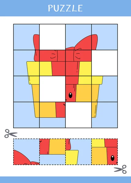 Puzzle Kids Find Missing Parts Picture Simple Educational Game Cut — Stock Vector