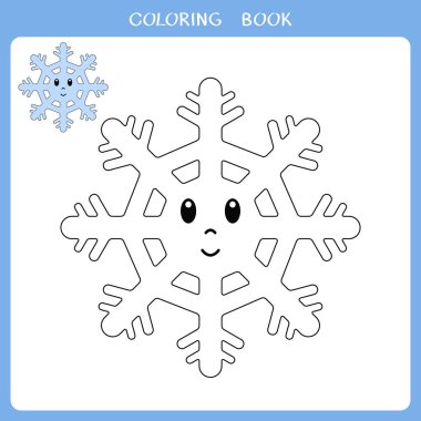 Simple educational game for kids. Vector illustration of cute snowflake for coloring book