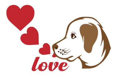 Kalbi olan güzel bir köpek.