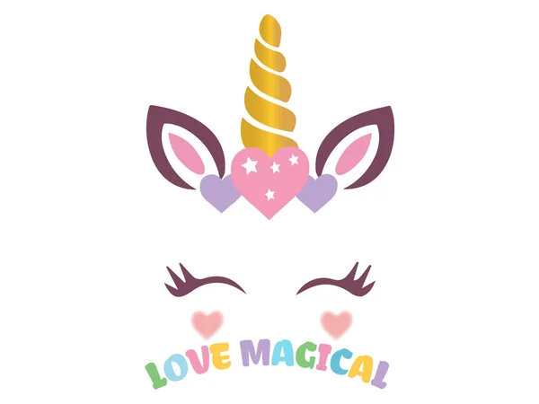 unicorn vector design with love letters