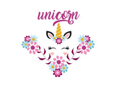 Süslemeler için Tek Boynuzlu At Çiçeği Vektör Tasarımları