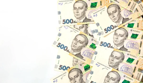 Ucraino 500 Grivna Banconote Denominate Sfondo Bianco — Foto Stock