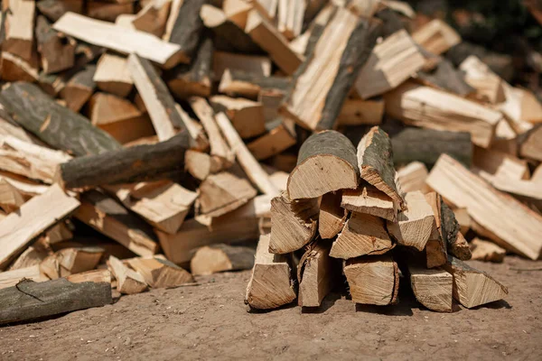 Stacked Heap Chopped Firewood Stove Agriculture — Stock Photo, Image