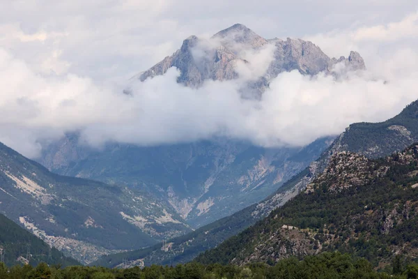 Alpes Alpine Landscape Mountain Cook Range Peak Com Névoa Helicóptero — Fotografia de Stock