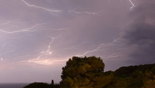 Trovoada Noite Ilha Elba Itália — Fotografia de Stock