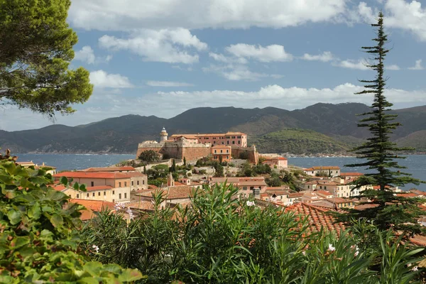 Όμορφη Θέα Στην Παλιά Πόλη Portoferraio Stella Φρούριο Elba Νησί — Φωτογραφία Αρχείου