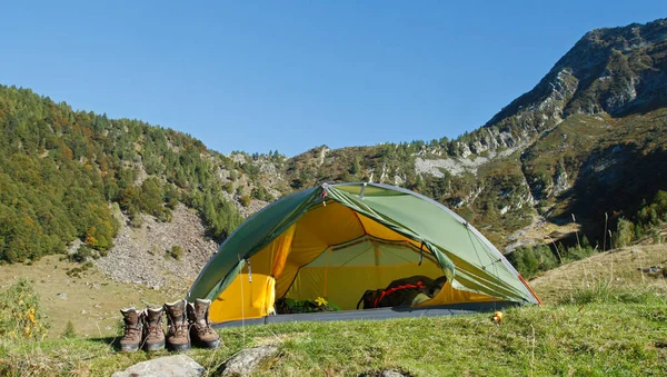 Camping in the wilderness of Val Grande national park, Italy