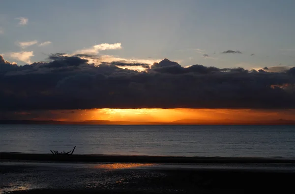 Schiffswrack Bei Sonnenuntergang Strand Nahe Edinburgh Schottland Großbritannien — Stockfoto