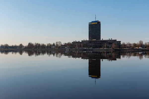 Riga Lettland März 2022 Gebäude Des Lettischen Fernsehens Ufer Der — Stockfoto