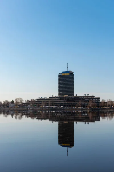 Riga Lettland März 2022 Gebäude Des Lettischen Fernsehens Ufer Der — Stockfoto