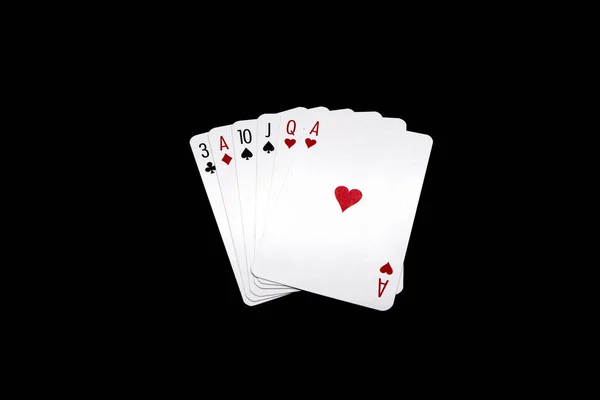 Poker Hand Pair Aces Isolated Black Background — Φωτογραφία Αρχείου