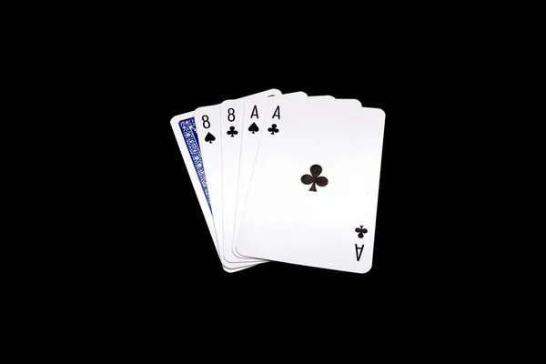 Two Pair Eights Aces One Overturned Card Dead Man Hand — 스톡 사진