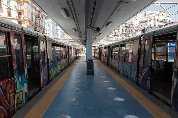 Neapel Italien Mai 2022 Züge Des Circumvesuviana Eisenbahnnetzes Bahnhof Porta — Stockfoto