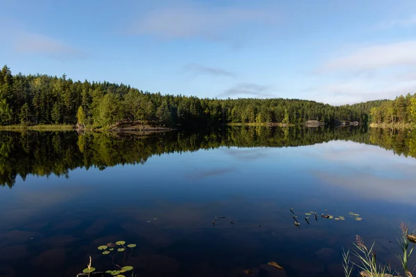 Финское Озеро Видом Спокойную Воду Осенью — стоковое фото