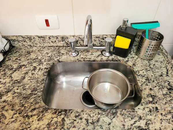 Sink Image Dishes Pans Wash — Photo