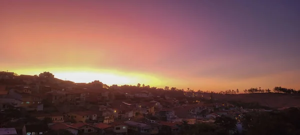 Colorful Sunset Interior City View Urban Landscape Brazil Houses Streets — Stockfoto