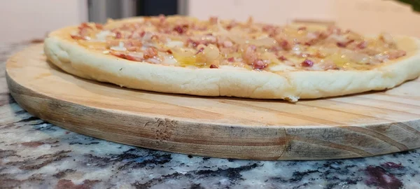 Homemade Homemade Pizza Pasta Made Family Recipe Stuffed Bacon Onion — Φωτογραφία Αρχείου