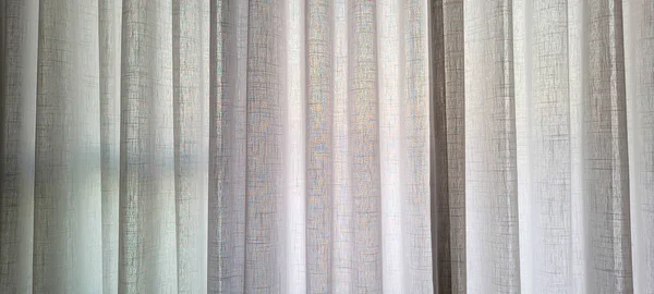 White Linen Curtain Apartment View Sun Brazil White Texture — Foto de Stock