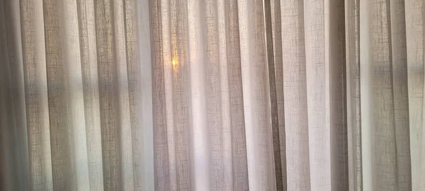 White Linen Curtain Apartment View Sun Brazil White Texture — Stok fotoğraf