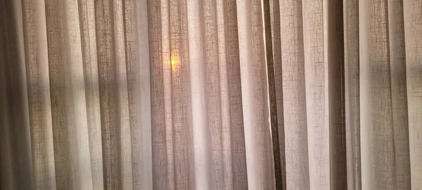 White Linen Curtain Apartment View Sun Brazil White Texture — Stok fotoğraf