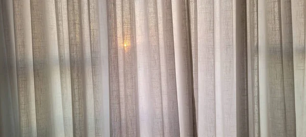 White Linen Curtain Apartment View Sun Brazil White Texture — Stockfoto