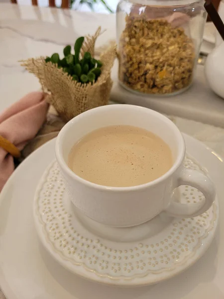 Mesa Desayuno Con Café Comida —  Fotos de Stock
