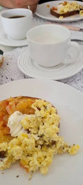 Завтрак Стол Кофе Питание — стоковое фото