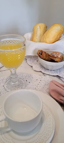 Table Petit Déjeuner Avec Café Nourriture — Photo