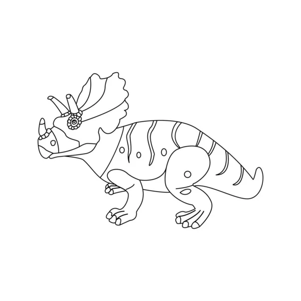 Livre Colorier Triceratops Line Illustration Vectorielle Nature Dinosaure Animal — Image vectorielle