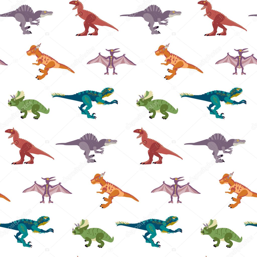 Dinosaurs Seamless Pattern. Vector Illustration of Nature Animal.