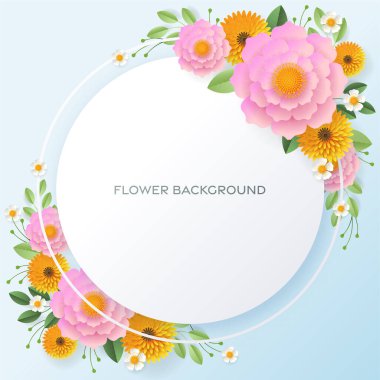 Düğün davetiyesi çiçek kartı. Dekor için kağıt kesilmiş çiçekler, gerçekçi etki. Parlak tatil tasarımı. Çiçekli kağıt kesimiyle