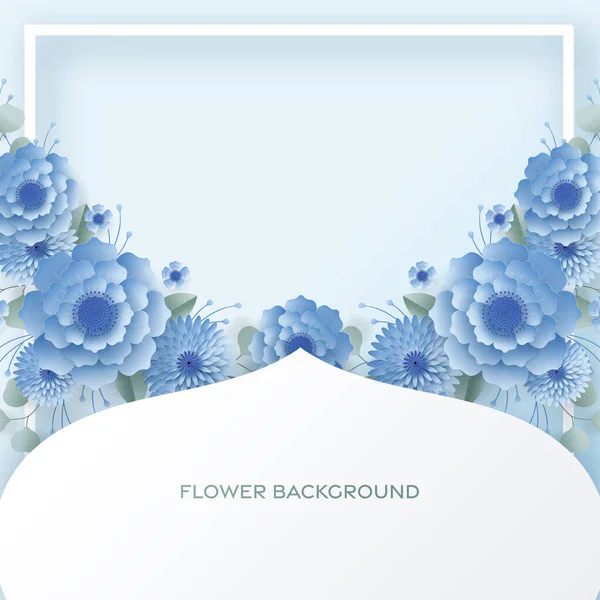 Wedding Invitation Floral Card Paper Cut Flowers Decor Realistic Effect — Stock Vector