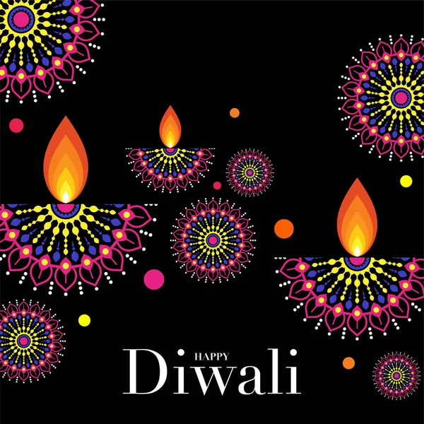 Счастливый Дивали Дипавали Дипавали Индийский Фестиваль Плоского Дизайна — стоковый вектор