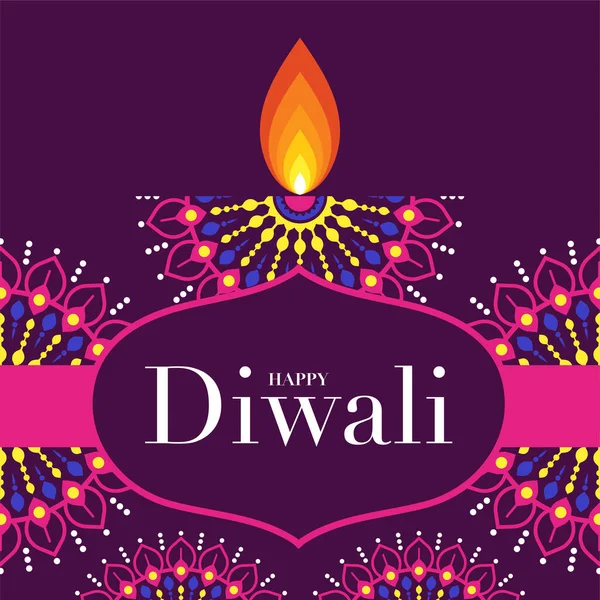 Happy Diwali Deepavali Dipavali Indian Festival Celebration Flat Design — Stock Vector