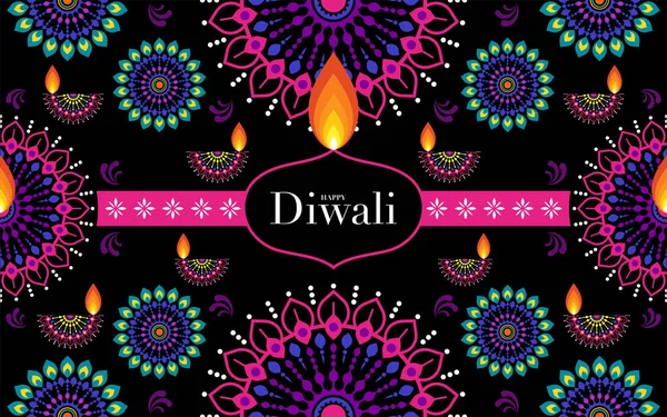 Happy Diwali Deepavali Oder Dipavali Das Indische Festival Celebration Flaches — Stockvektor