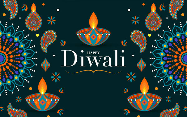Happy Diwali, Deepavali or Dipavali the Indian festival Celebration flat design.