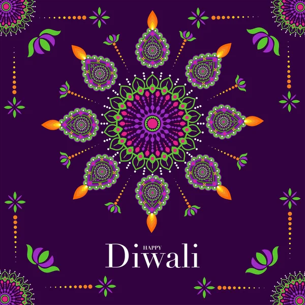 Happy Diwali Deepavali Oder Dipavali Das Indische Festival Celebration Flaches — Stockvektor