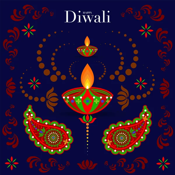 Happy Diwali Deepavali Dipavali Indian Festival Celebration Flat Design — Stock Vector
