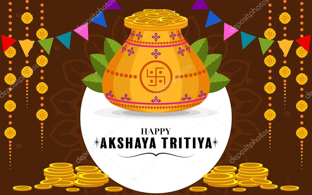 Indian Religious Indian Festival Akshaya Tritiya Celebration flat design.