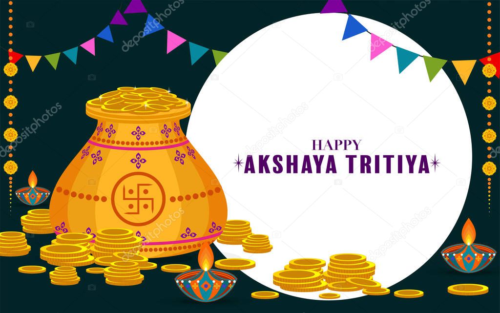 Indian Religious Indian Festival Akshaya Tritiya Celebration flat design.