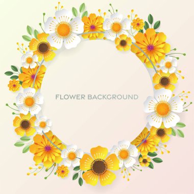 Düğün davetiyesi çiçek kartı. Dekor için kağıt kesilmiş çiçekler, gerçekçi etki. Parlak tatil tasarımı. Çiçekli kağıt kesimiyle.